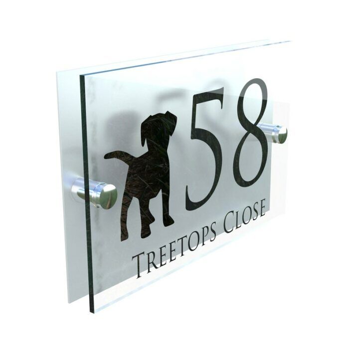Modern Decorative Dog Puppy Contemporary Property Number Door