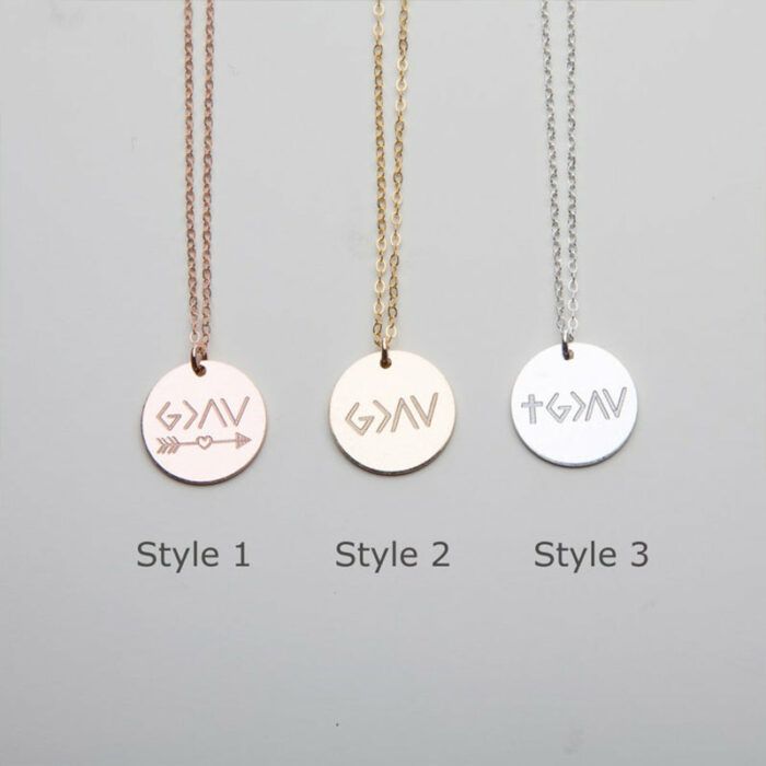 God is Greater than the Highs and the Lows Necklace - Custom Round Necklace-Cross Arrow Charm