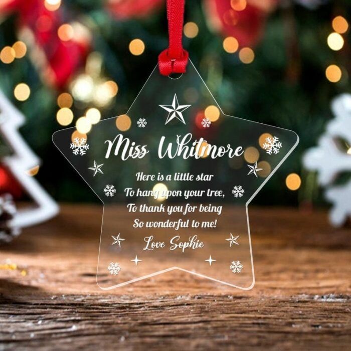 Personalised Star Christmas Bauble Teacher Teaching Assistant