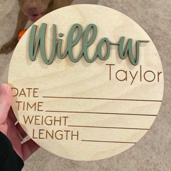Baby Announcement Sign with Birth Stats, Footprint Sign For Newborn