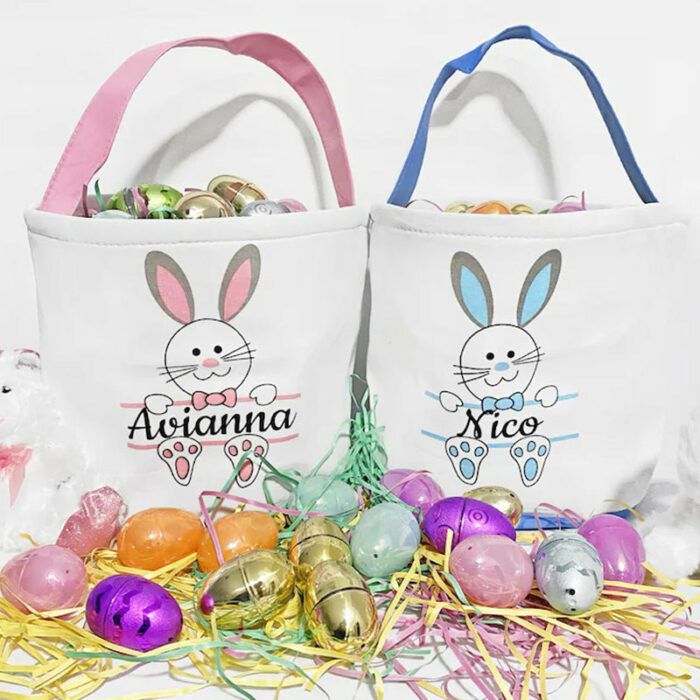 Custom Easter Baskets, Personalized Easter Basket, Easter bag, Easter Basket with name, Bunny basket