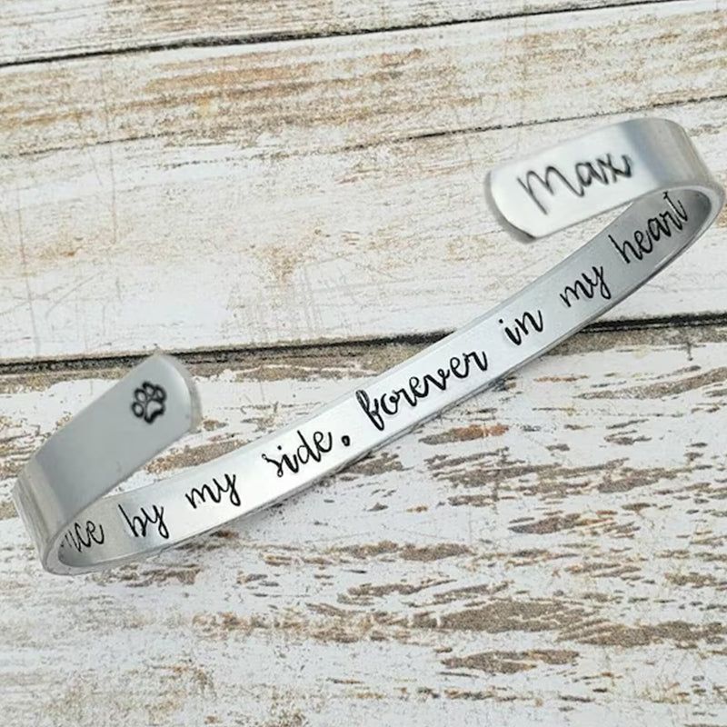 Once By My Side, Forever In My Heart Bracelet, Personalized Memorial Bracelet, Pet Memorial Jewelry, Lost Pet Gift, Pet Lover