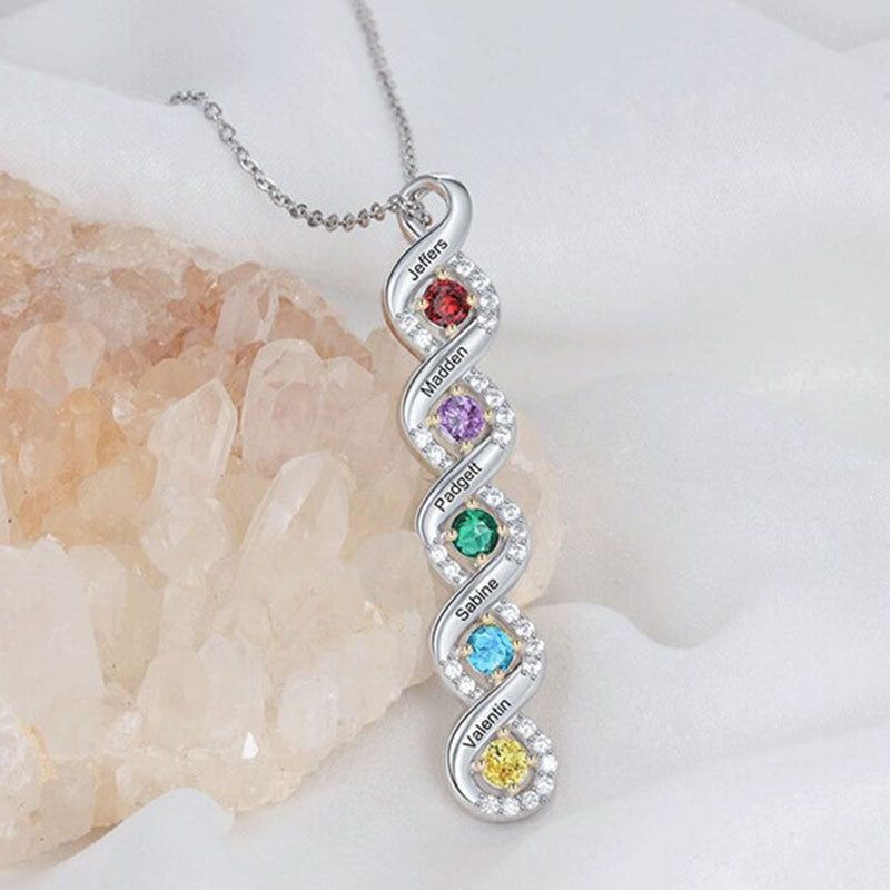 Personalized Mother's Necklace Cascading Pendant with 1-5 Birthstones Mother's Day Birthday Gift Ideas