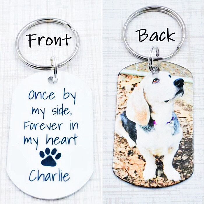 Once by my side, Forever in my Heart - Pet Remembrance Keychain - Pet Loss Gift
