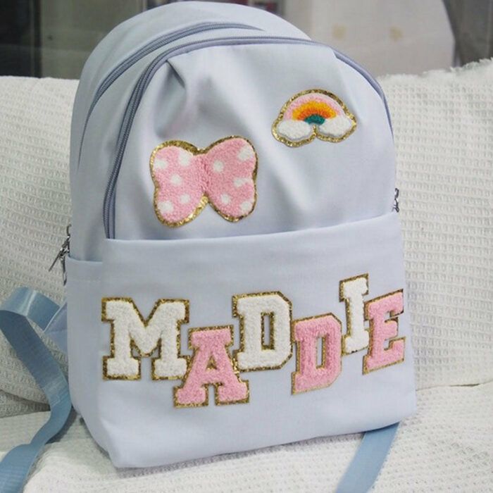 Personalized Cute Backpack with Iron on Chenille Letter Back To School