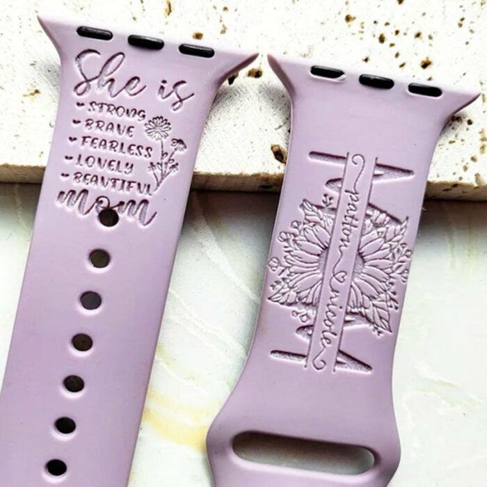 Custom Mother's Day Mom Sunflower Silicone Engraved Watch Band
