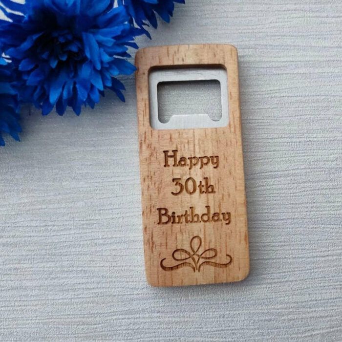 Personalised Wooden Bottle Opener For Dads, Grandad, Best Man, Custom Keepsake Novelty Gift