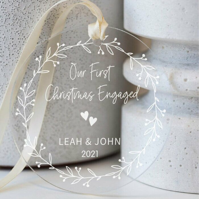 Personalized Engaged Ornament - Clear Acrylic