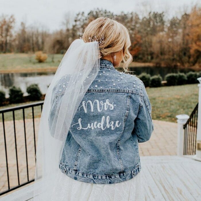 Custom Bridal Jacket, Custom Pearl Denim Jacket Future Mrs, Custom jacket, Wedding jackets, Wifey jacket, Bridal Jacket