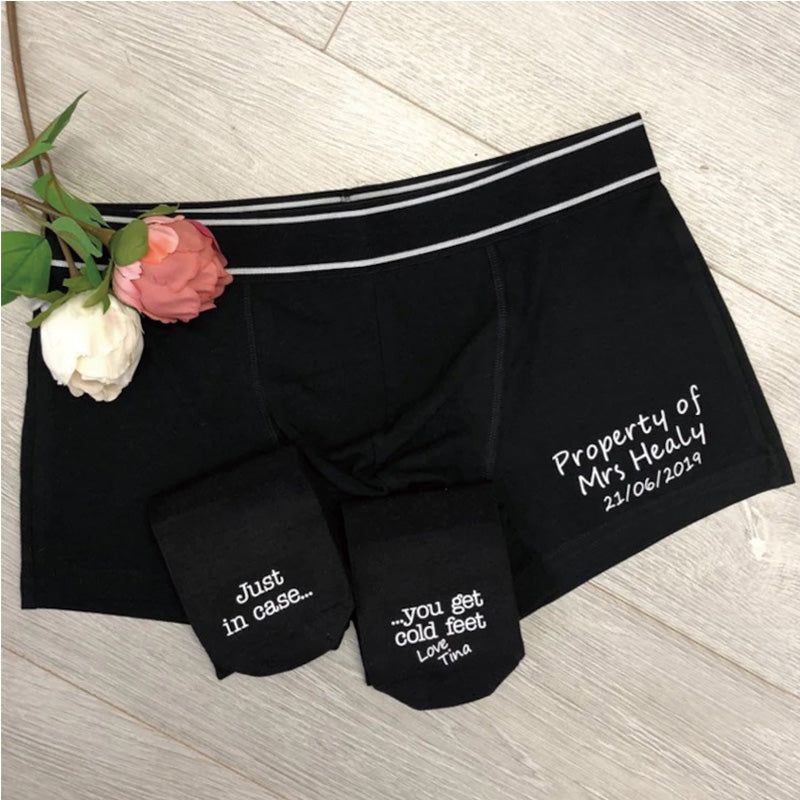 Groom Gift Set Personalised Boxers and Socks, Wedding Gift, Groom Gift