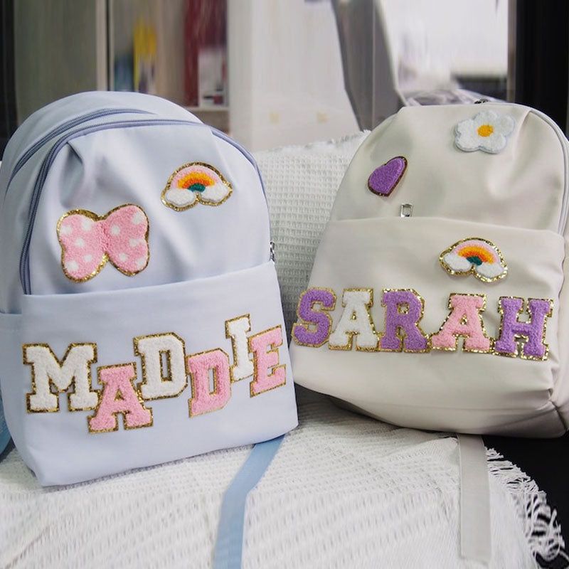 Personalized Cute Backpack with Iron on Chenille Letter Back To School