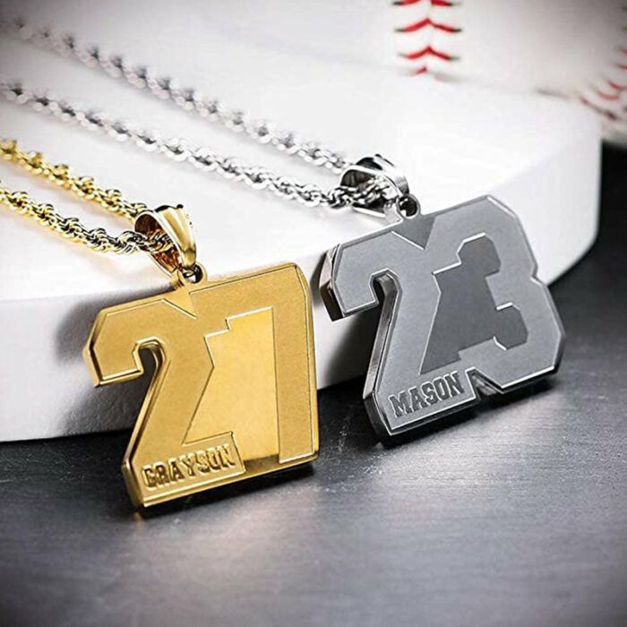 Baseball, Football, Ice Hockey Number Necklace Personalized Name Custom Necklace Sports Number Necklace Gift for His Favorite Athlete