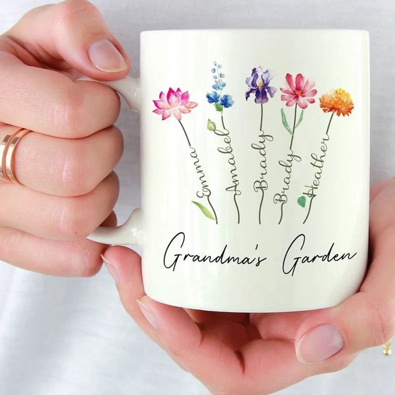 Month Flower Mug Design, Grandma's Garden Mug, Gift Ideas For Nana, Gigi, Coffee Mug