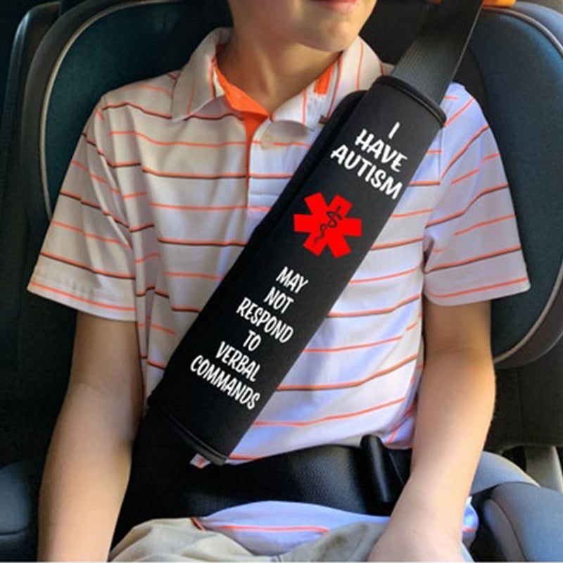 Seatbelt Covers for Medical Alert - Identify Autism, In Case of Emergency Set of 2
