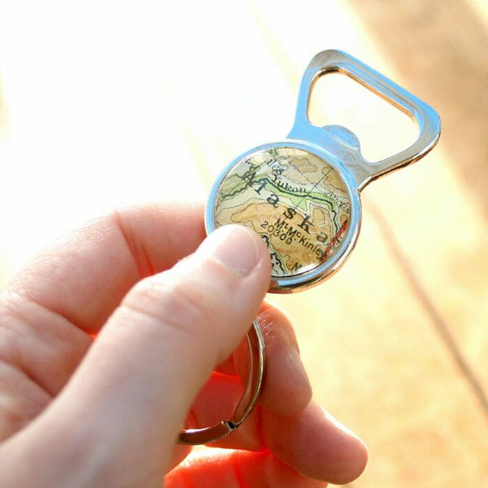 Bottle Opener with Keychain with Custom Map Destination
