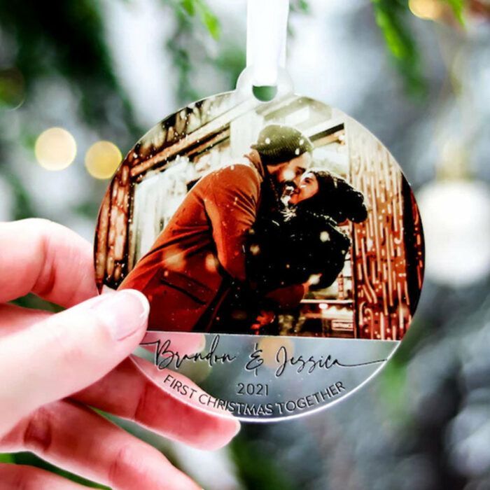 Our First 1st Christmas Couple Ornament, Personalised Photo Bauble
