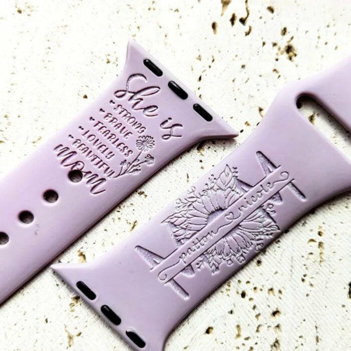Custom Mother's Day Mom Sunflower Silicone Engraved Watch Band