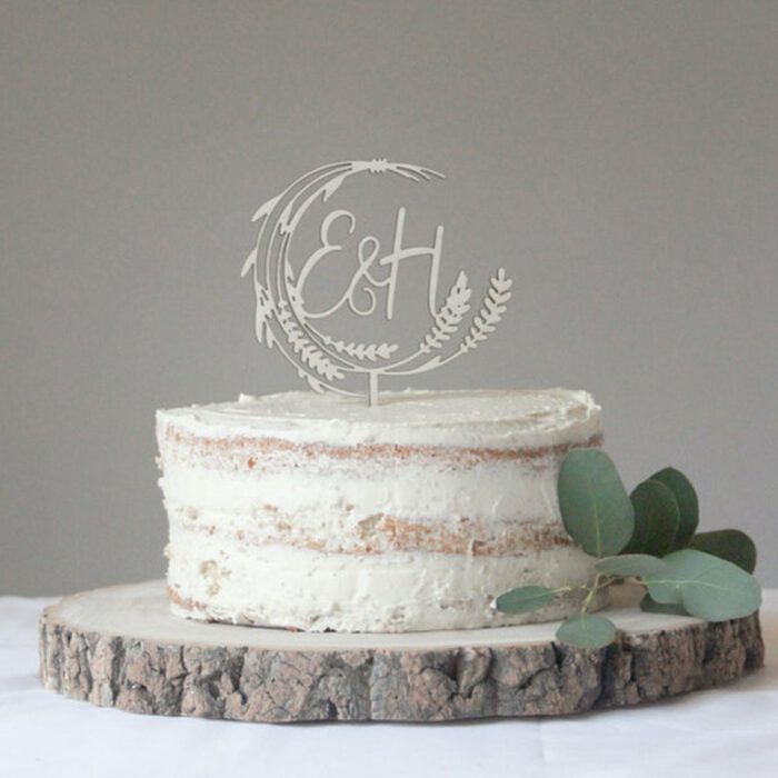 Rustic Wedding Cake Topper, Natural Wedding Topper, Monogram Wedding Topper