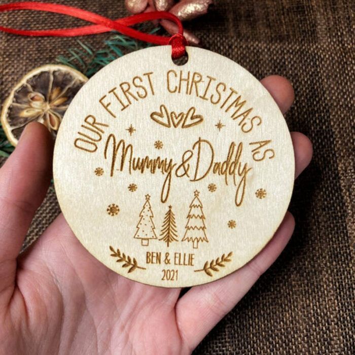 Our First Christmas As Mummy and Daddy Ornament, Personalized Name Ornament 2023