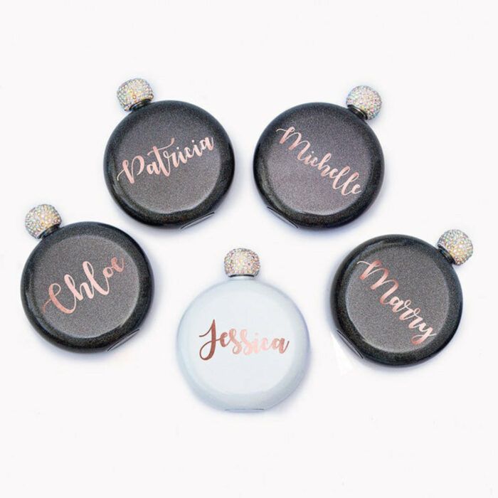Customized Flasks, Personalized Round Flask, Stainless Steel Flask, Bachelorette Party