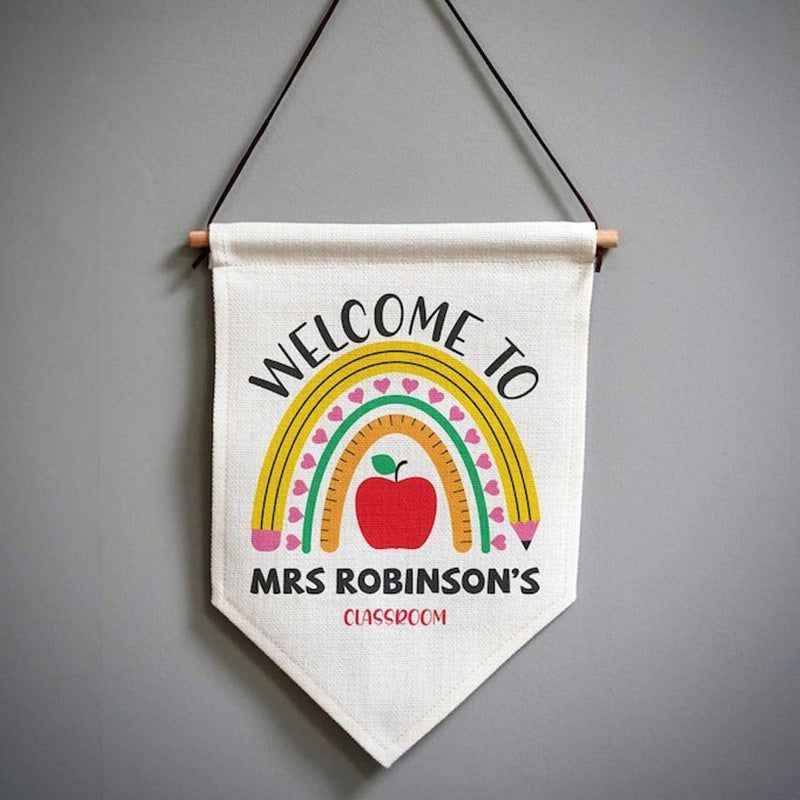 Personalised Welcome To My Classroom Teacher Pennant Flag