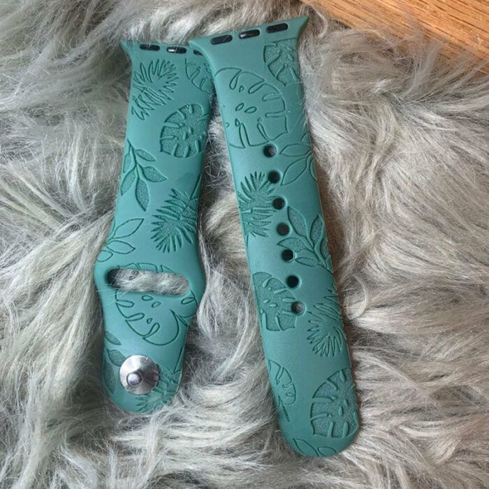 Leaves Engraved Silicone Apple Watch Band Strap