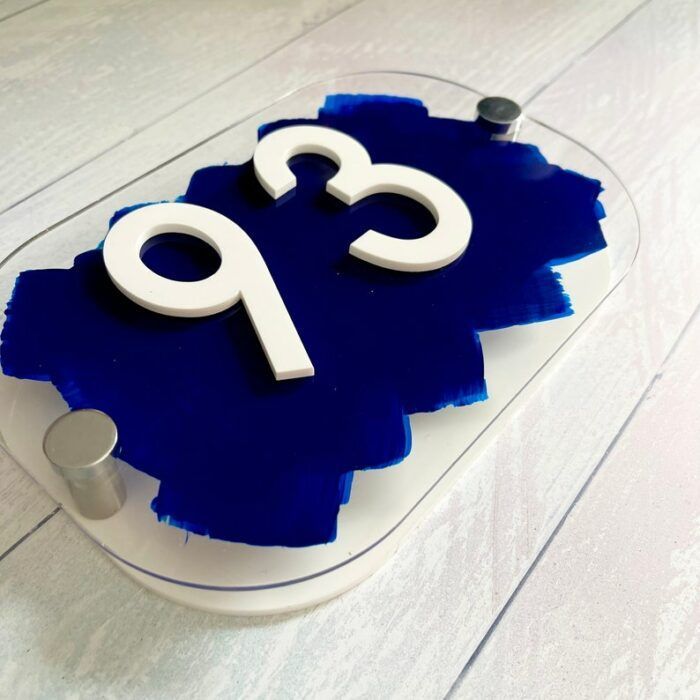 House Number Sign, Silver personalised address plaque in any colour