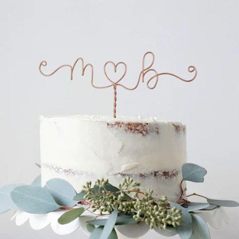 Minimalist Initials Wedding Cake Topper - Custom Wedding Cake Topper