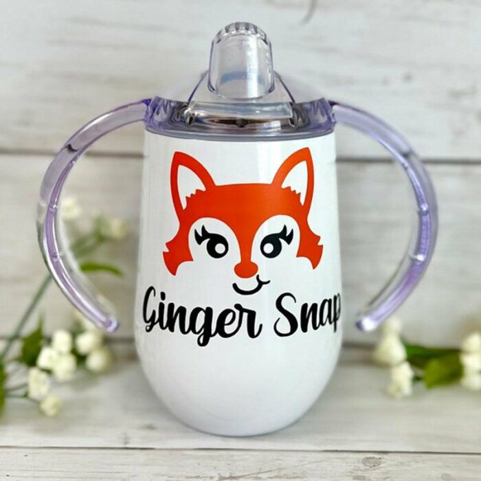 Baby Fox Sippy Cup, Custom Fox Cup, Stainless Steel Toddler Cup, Birthday Gift, Training Cup, Animal Cup