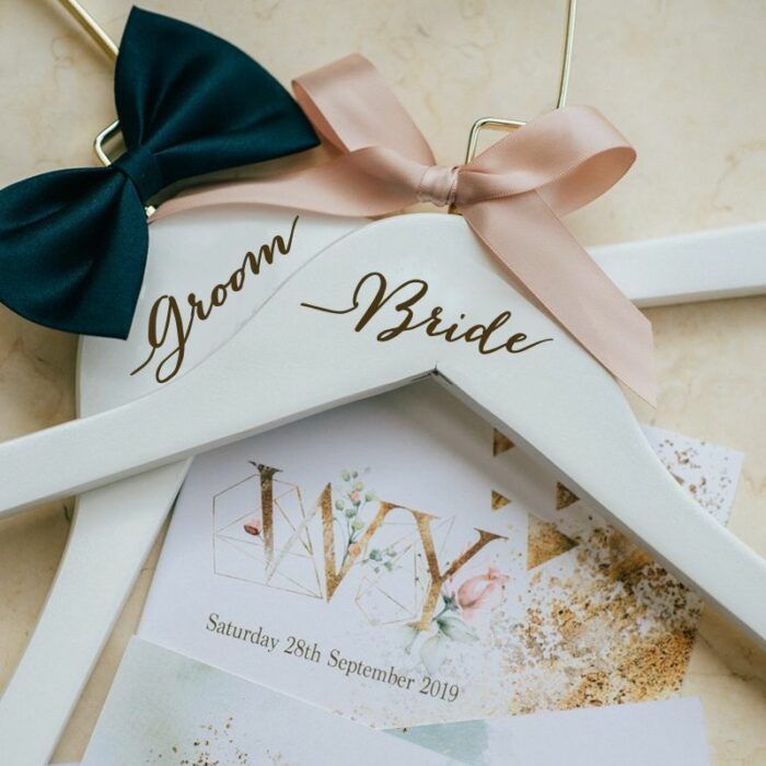 Personalised Wooden Wedding Hanger - Add your Name and Date