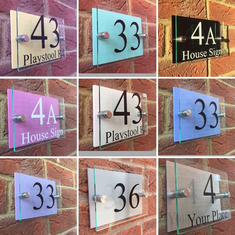 Modern house sign door number plaque / street name Pastel colour backings