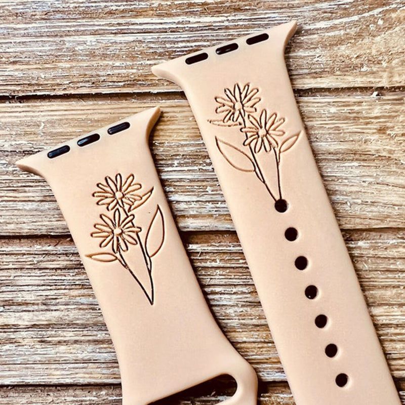 Spring Daisy flowers Silicone Watch Band , Personalized Apple watch band  for Apple, Samsung
