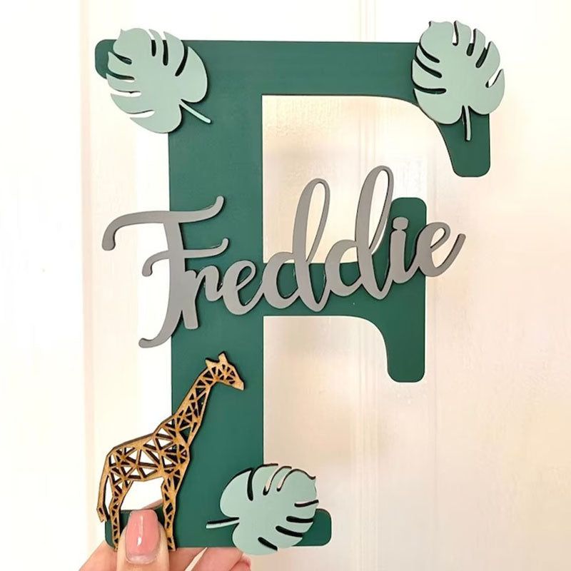 Personalised Jungle name sign. Bedroom door name sign