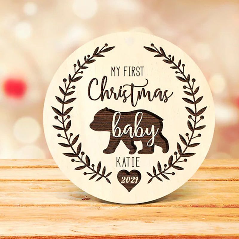 Personalized Baby First Christmas Ornament, Baby Girl Ornament