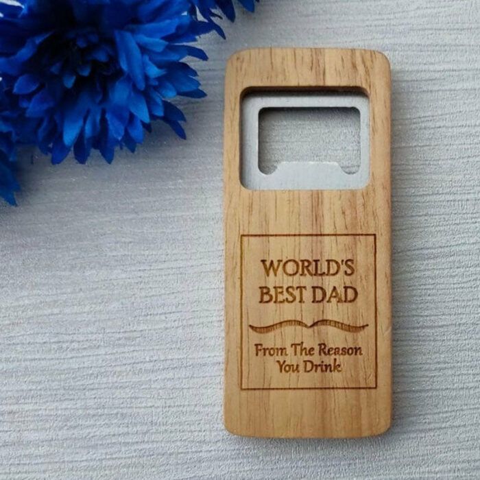 Personalised Wooden Bottle Opener For Dads, Grandad, Best Man, Custom Keepsake Novelty Gift