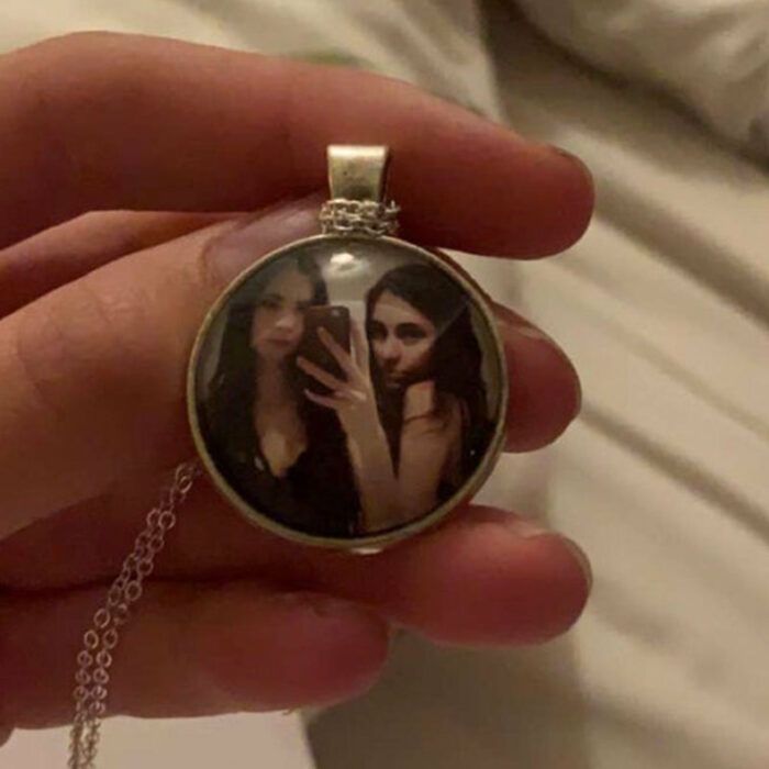 Personalised Silver Double Sided Photo Pendant Necklace, Personalized Photo Necklace