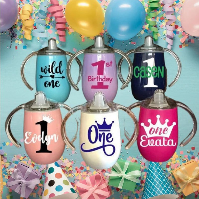 1st Birthday Sippy Cup 1st, One, Stainless Steel Toddler Cup, Birthday Gift, Preschool