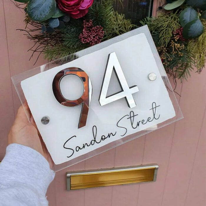 House Door Sign, Personalised House Sign, Acrylic House Sign, Mirrored House Signs