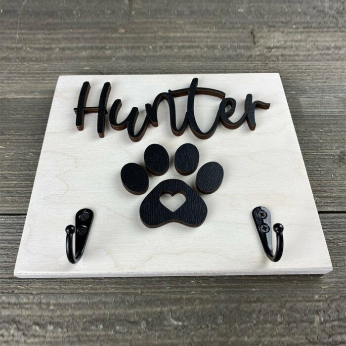 Personalized Leash Holder, Dog Paw Print Leash Holder, Dog Lover Gift, Housewarming Pet Gift
