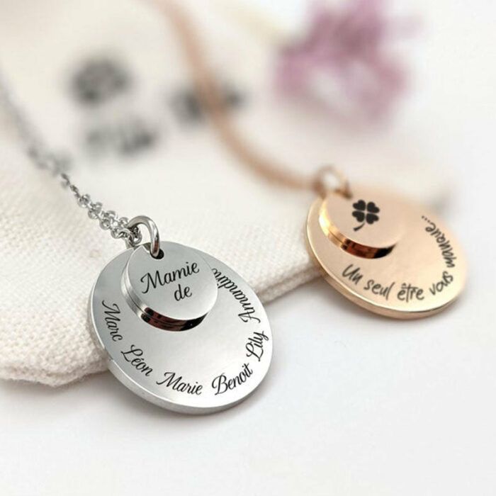 Custom necklace double medals engraved - Grandmother's Day, Mother's Day Gift, Name necklace, Mom Gift, Grandma