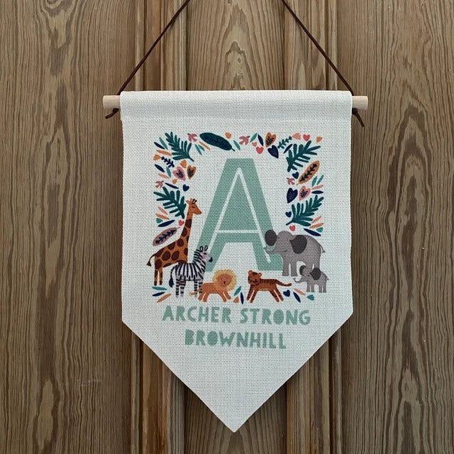 Animal Initial Personalised Banner. Personalised Nursery Banner