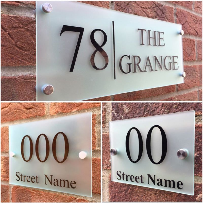 Modern House Sign plaque door number street house name sign frosted acrylic door number