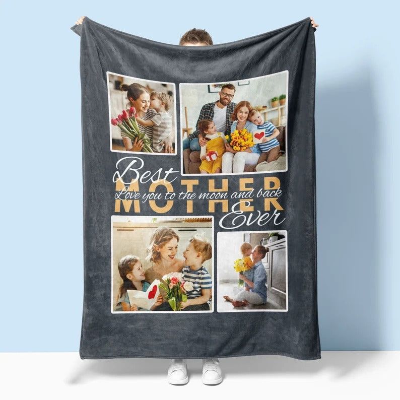 Personalized Photo Blanket, Best Mother Ever, Customized Home Decor