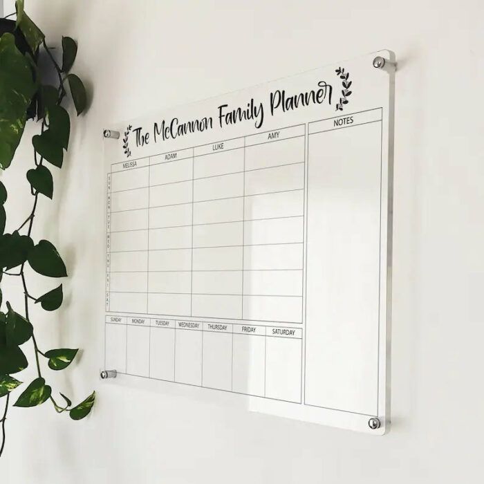 Family Chore Chart  Acrylic Family Calendar  Large Weekly Family  Personalized Family Planner