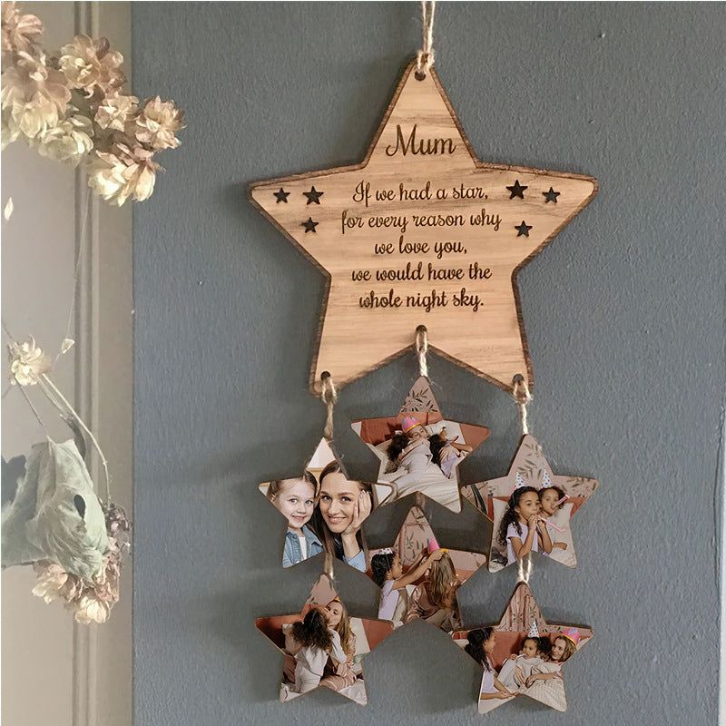 Hanging Family Stars, Gift for Mum, Personalised Family Tree Wall Hanging Mothers Day Gift