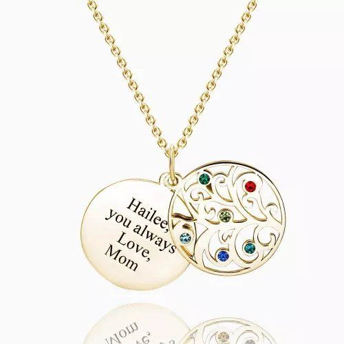 3D Birthstone Name Necklace for Mom [2-6 Names] | FARUZO