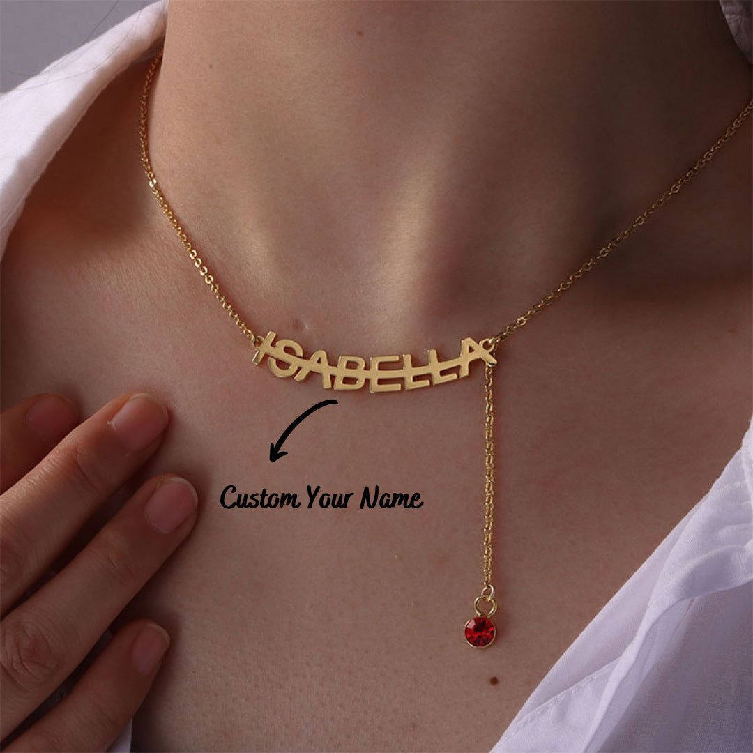 Custom Name Necklace, Personalized Name Necklace, Name Necklace with Birthstone