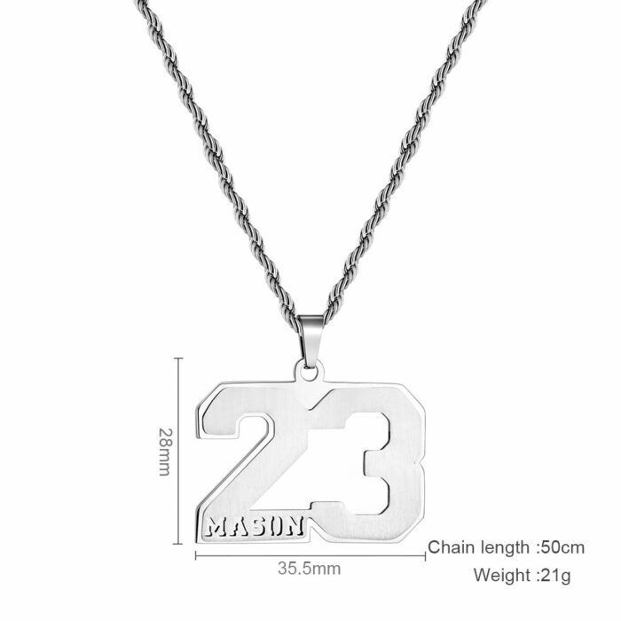 Baseball, Football, Ice Hockey Number Necklace Personalized Name Custom Necklace Sports Number Necklace Gift for His Favorite Athlete