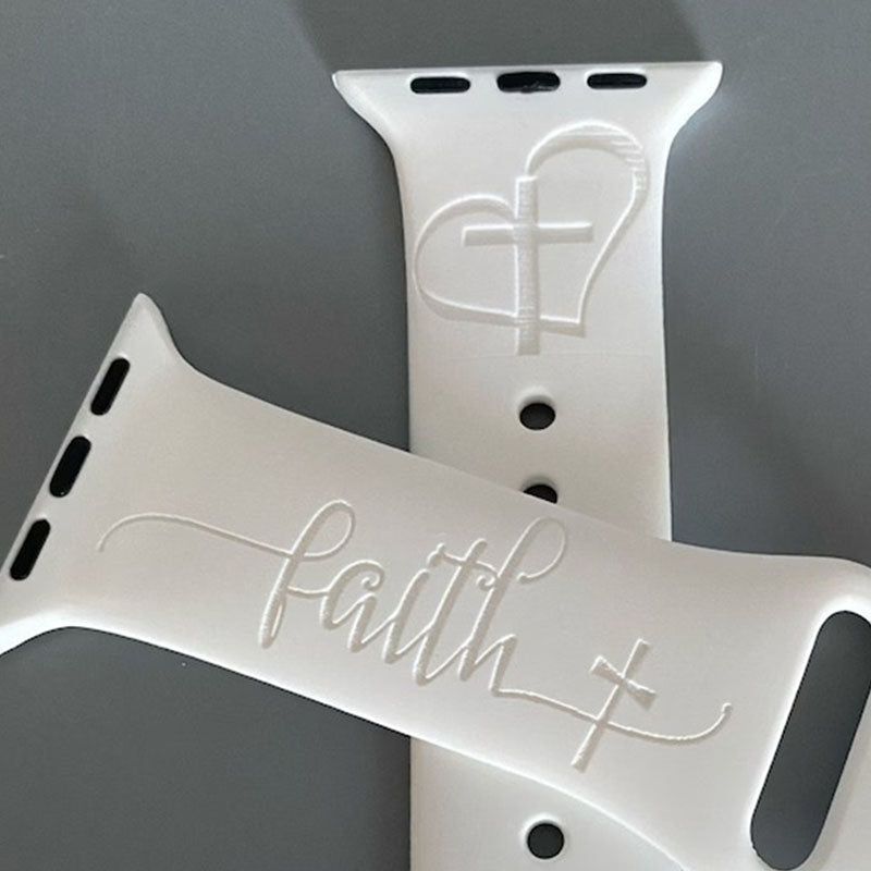 Faith Watch Band with Heart and Cross Engraved Silicone