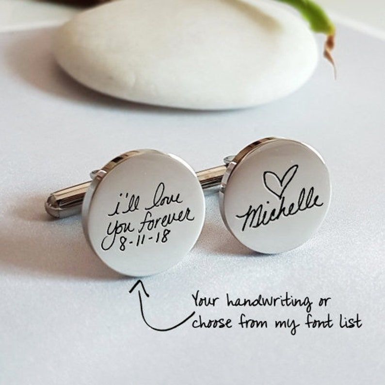 Personalized Cuff Links, Handwriting CuffLinks, Wedding Gift for Husband, Custom Cufflinks for Him